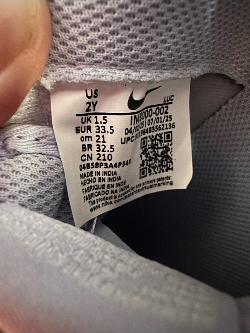 Nike Kids Low-Top Sneakers in Light Lavender with Cream Swoosh